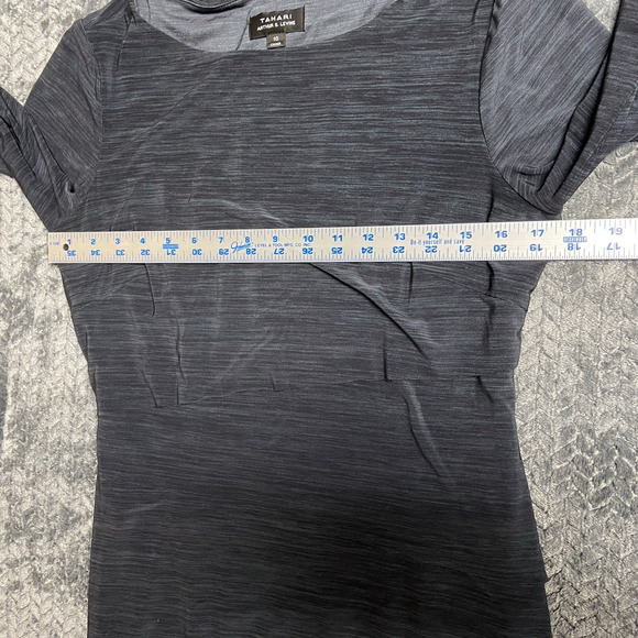 Tahari Arthur's S. Levine Tiered Dress Size 10 Gray Layered Pull Over 3/4 Sleeve - Picture 11 of 13